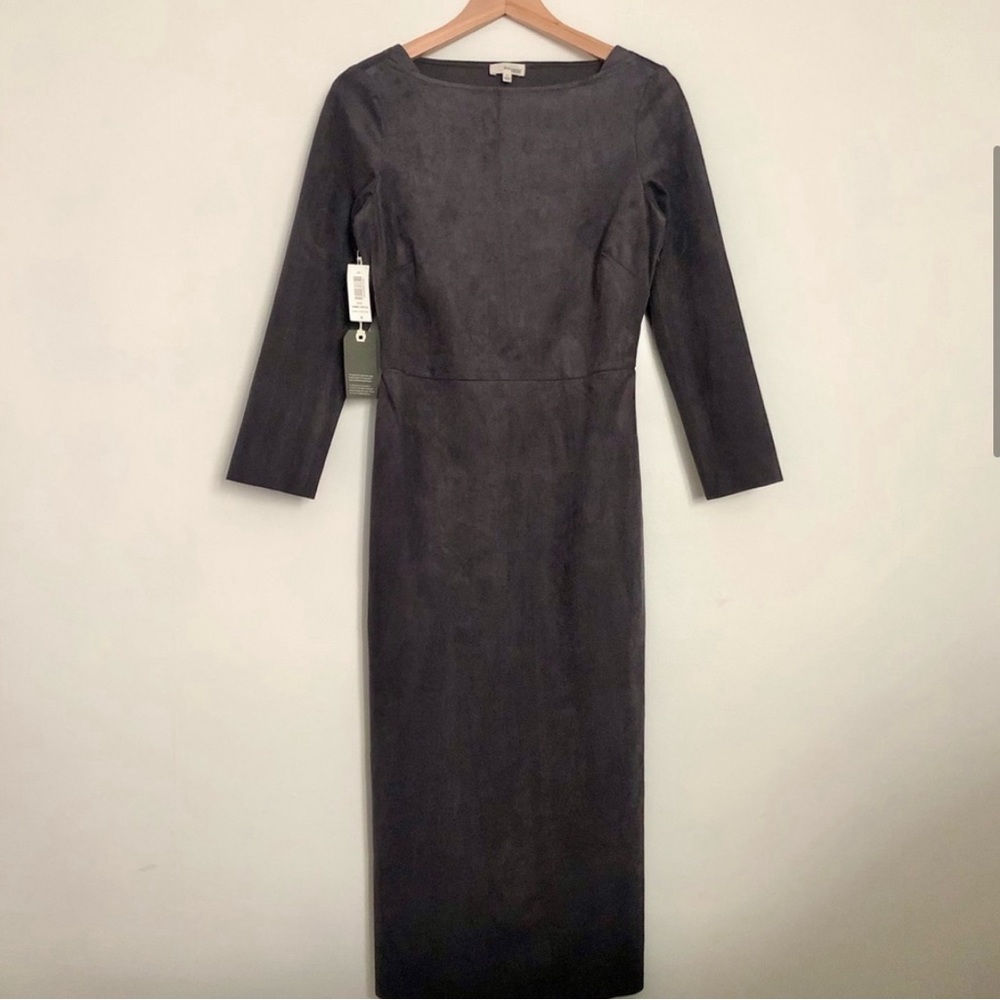 Aritzia Wilfred Free Abma Midi Dress with Side Slits in Charcoal Grey